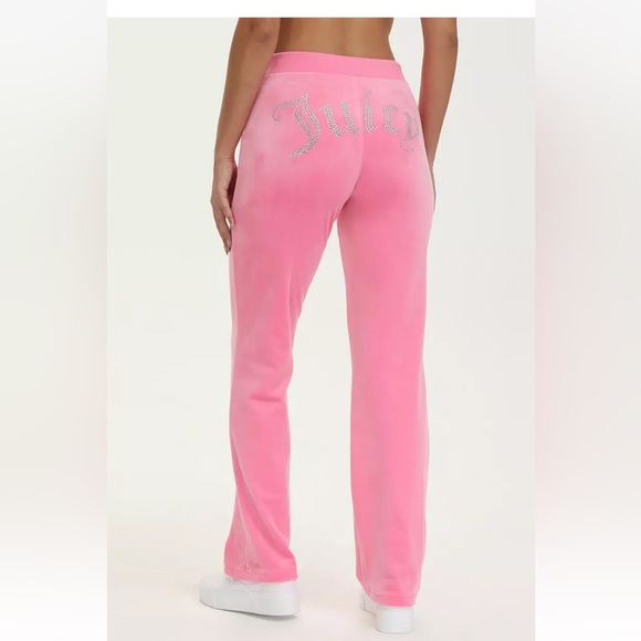 NEW ! NWT JUICY COUTURE Velour OG Big Bling Sweatpants in Pink Status Size S - Picture 1 of 5